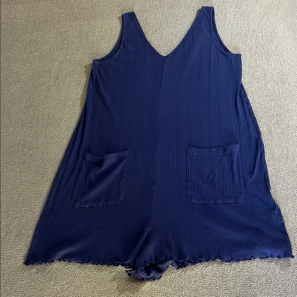 Pact - Dreamy Blue Pointelle Ribbed Sleep Romper - Size XL - Picture 2 of 14